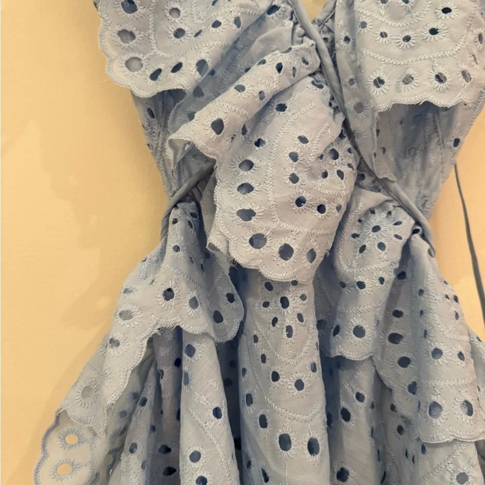 Eyelet Blue Ruffle Dress - Picture 2 of 5